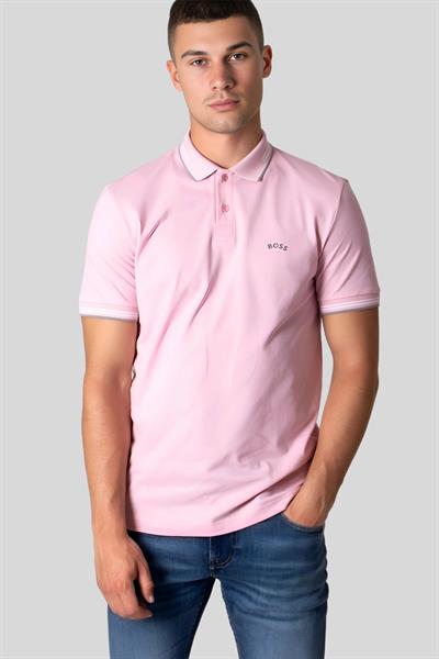 Boss Slim Fit Paul Curved Polo Yaka T-Shirt Pembe
