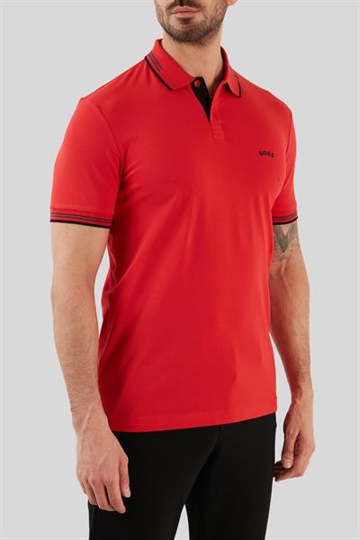 Boss Slim Fit Paul Curved Polo Yaka T-Shirt Kırmızı 624