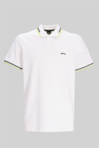 Boss Slim Fit Paul Curved Polo Yaka T-Shirt Beyaz