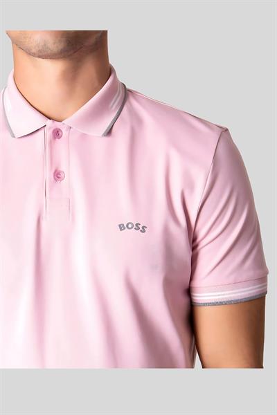 Boss Slim Fit Paul Curved Polo Yaka T-Shirt Pembe