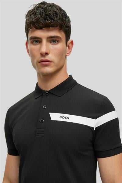 Boss Slim Fit  Polo Yaka Erkek T-Shirt Siyah