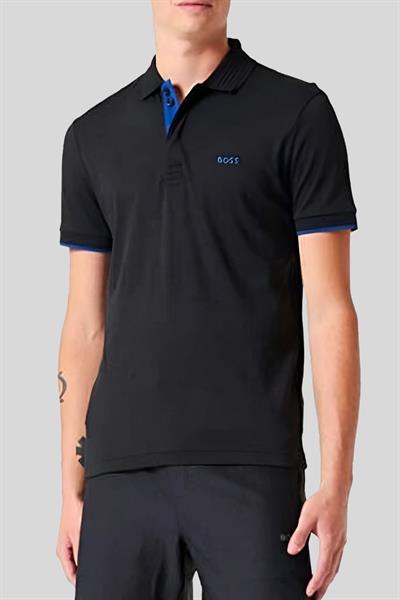 Boss Slim Fit Polo Yaka Erkek T-Shirt Siyah
