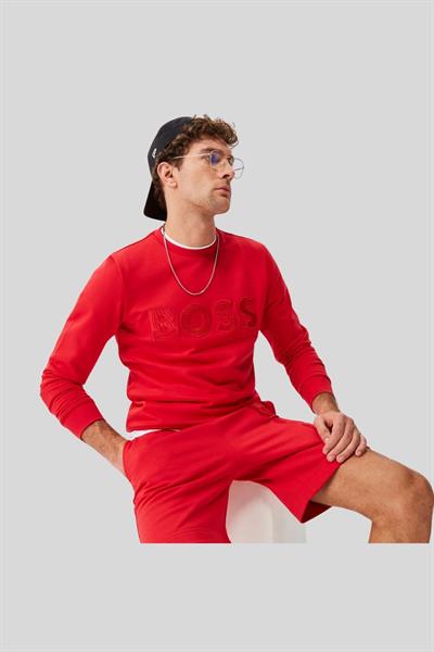 Boss Stadler Erkek Bisiklet Yaka Sweatshirt Turuncu 623