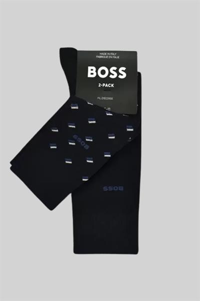 Boss Streç Pamuklu 2li Erkek Çorap Mavi 402