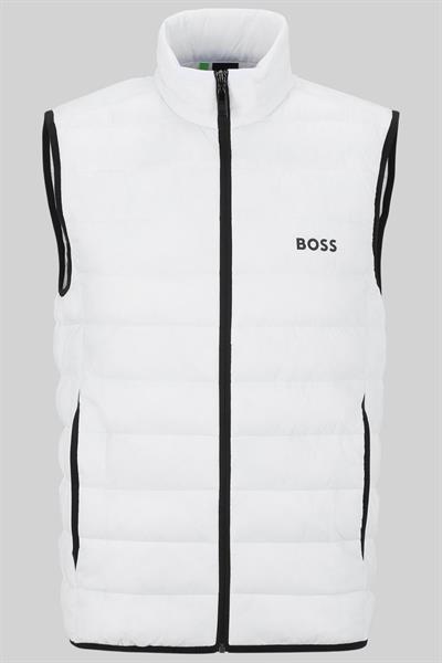 Boss Su Geçirmez Regular Fit Dik Yaka Erkek Yelek Beyaz 100