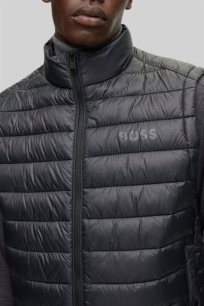 Boss Su Geçirmez Regular Fit Dik Yaka Şişme Erkek Yelek Siyah