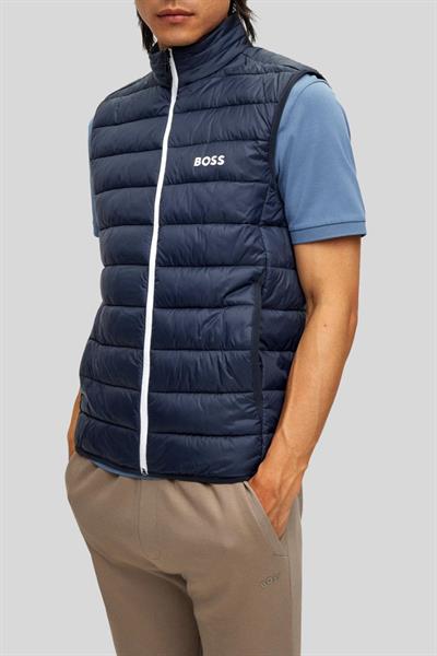 Boss Su Geçirmez Regular Fit Dik Yaka Erkek Yelek Mavi 402