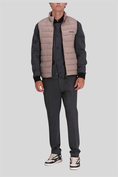 Boss Su Geçirmez Regular Fit Dik Yaka Erkek Yelek Yeşil