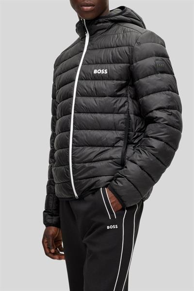 Boss Su Geçirmez Regular Fit Kapüşonlu Erkek Mont Siyah 002