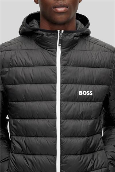 Boss Su Geçirmez Regular Fit Kapüşonlu Erkek Mont Siyah 002
