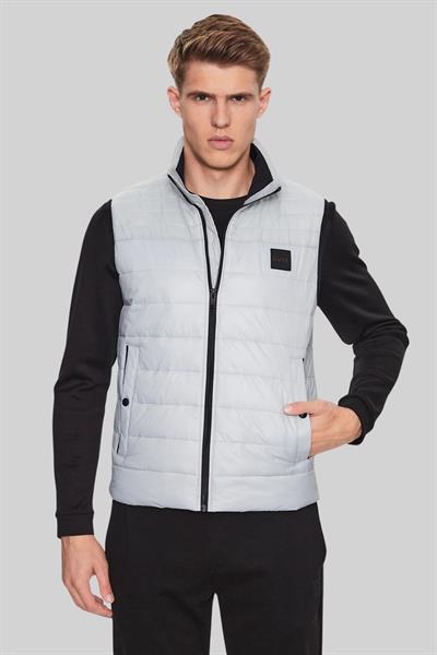 Boss Su Tutmaz Regular Fit Dik Yaka Şişme Erkek Yelek Gri 050