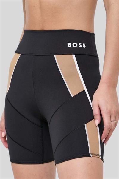 Boss X Alica Schmidt Logolu Renk Bloklu Kadın Bisiklet Tayt Siyah