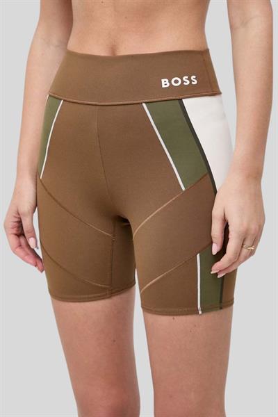 Boss X Alica Schmidt Logolu Renk Bloklu Kadın Bisiklet Tayt Kahverengi 220