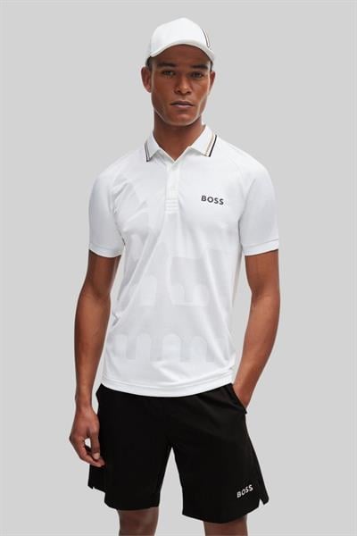 BOSS x Matteo Berrettini Slim Fit Polo Yaka T-Shirt Beyaz 100