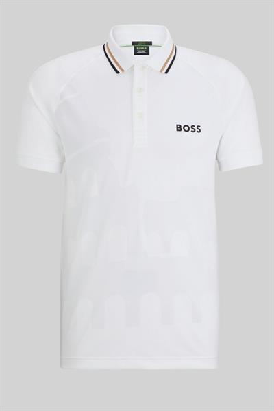 BOSS x Matteo Berrettini Slim Fit Polo Yaka T-Shirt Beyaz 100