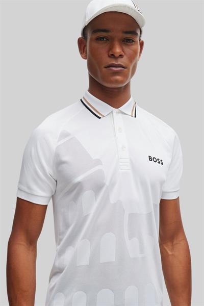 BOSS x Matteo Berrettini Slim Fit Polo Yaka T-Shirt Beyaz 100