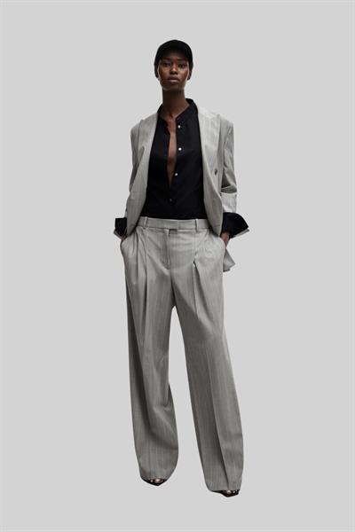 Boss x Naomi Çizgili Saf Yünden Kruvaze Oversize Ceket Çok Renkli