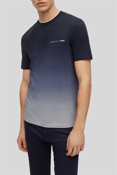 Boss X Porsche Erkek Regular Fit Logolu Basic Kısa Kollu T-Shirt Lacivert