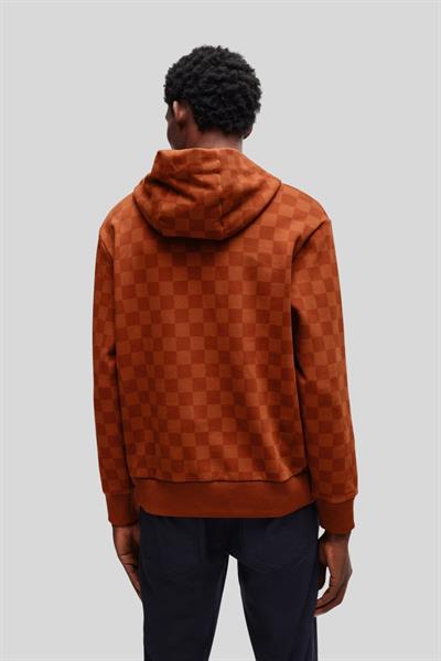 Boss x Porsche Pamuklu Kapüşonlu Erkek Sweatshirt Turuncu