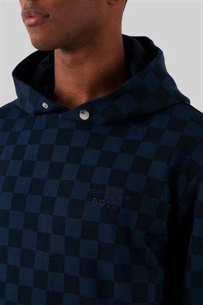 Boss x Porsche Pamuklu Kapüşonlu Erkek Sweatshirt Lacivert 404