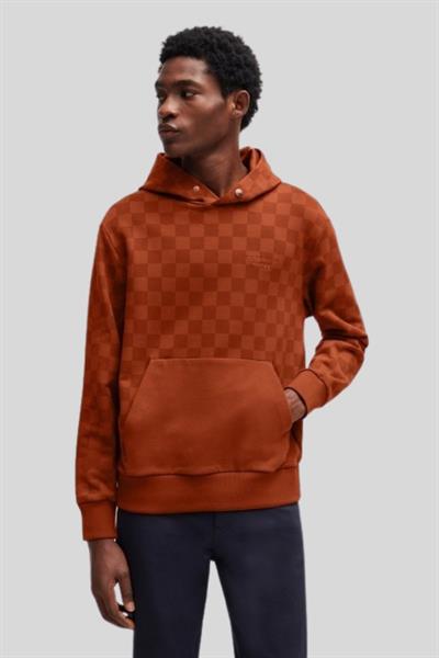 Boss x Porsche Pamuklu Kapüşonlu Erkek Sweatshirt Turuncu