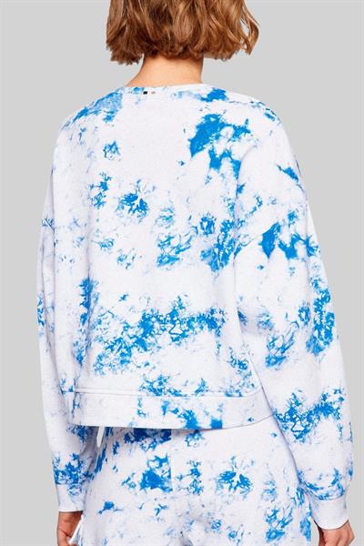 Boss Yuvarlak Yakalı Logolu Batik Desenli Kadın Sweatshirt Lacivert