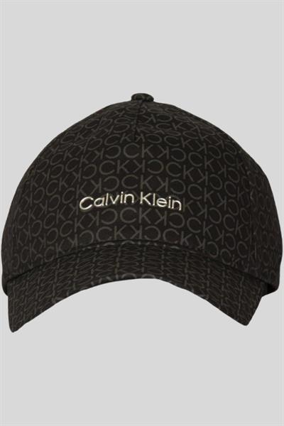 Calvin Klein Erkek Ayarlanabilir Arka Vizörlü Monogram Logolu Beyzbol Şapkası Siyah