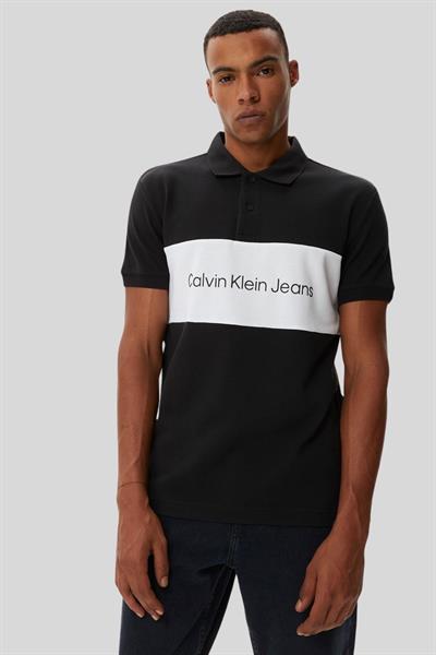 Calvin Klein Erkek Bloklu Polo Yaka T-Shirt Beyaz