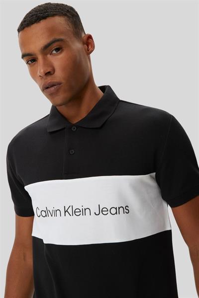 Calvin Klein Erkek Bloklu Polo Yaka T-Shirt Beyaz