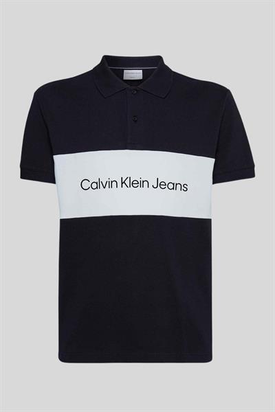 Calvin Klein Erkek Bloklu Polo Yaka T-Shirt Beyaz