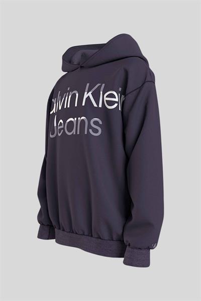 Calvin Klein Erkek Çocuk Baskılı Kapüşonlu Sweatshirt Mor