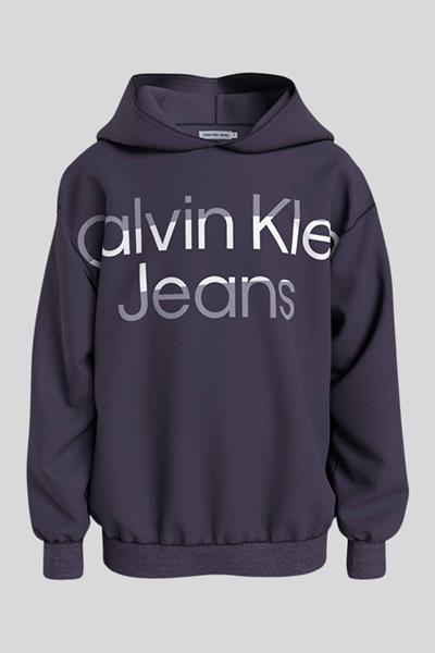 Calvin Klein Erkek Çocuk Baskılı Kapüşonlu Sweatshirt Mor
