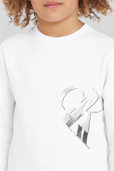 Calvin Klein Erkek Çocuk Hiper Gerçek Monogram Sweatshirt Beyaz