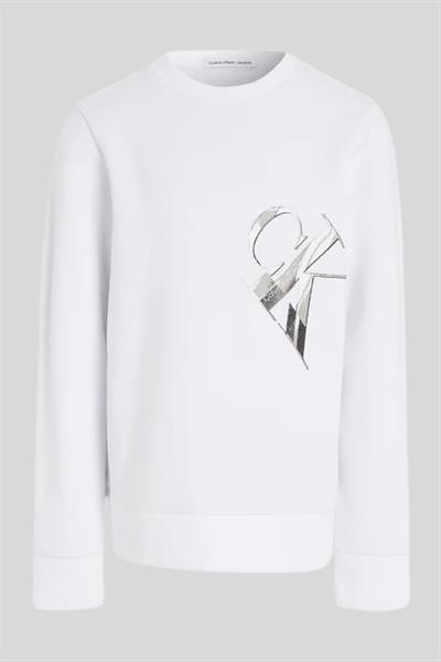 Calvin Klein Erkek Çocuk Hiper Gerçek Monogram Sweatshirt Beyaz
