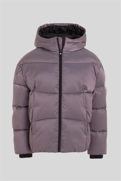 Calvin Klein Erkek Çocuk Kapüşonlu Fermuarlı Mont Mor