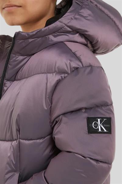 Calvin Klein Erkek Çocuk Kapüşonlu Fermuarlı Mont Mor