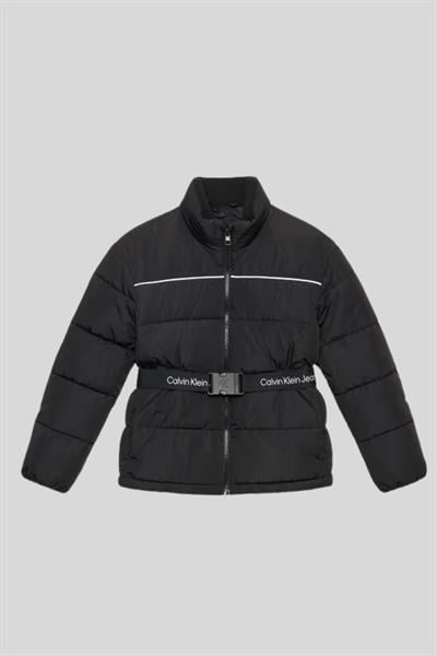 Calvin Klein Erkek Çocuk Logo Bantlı Kemer Mont Siyah
