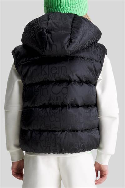 Calvin Klein Erkek Çocuk Logolu Kapşonlu Yelek Siyah