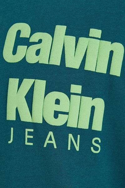 Calvin Klein Erkek Çocuk Logolu Yuvarlak Yaka T-Shirt Mavi