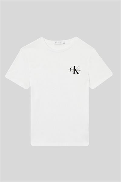 Calvin Klein Erkek Çocuk Monogram Bisiklet Yaka Kısa Kollu T-Shirt Beyaz
