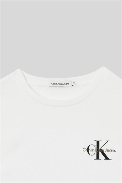 Calvin Klein Erkek Çocuk Monogram Bisiklet Yaka Kısa Kollu T-Shirt Beyaz