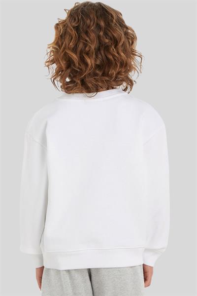 Calvin Klein Erkek Çocuk Yerleştirilmiş Sprat Baskılı Yuvarlak Yaka Sweatshirt Beyaz