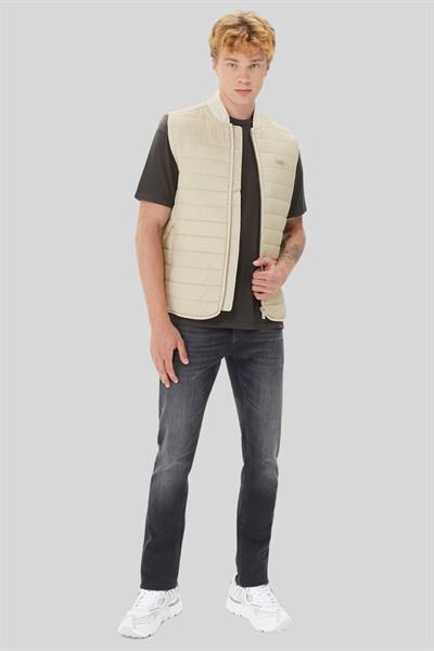 Calvin Klein Erkek Fermuarlı Logolu Kapitone Yelek Gri