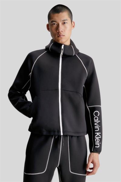Calvin Klein Erkek Fermuarlı Logolu Sweatshirt Siyah