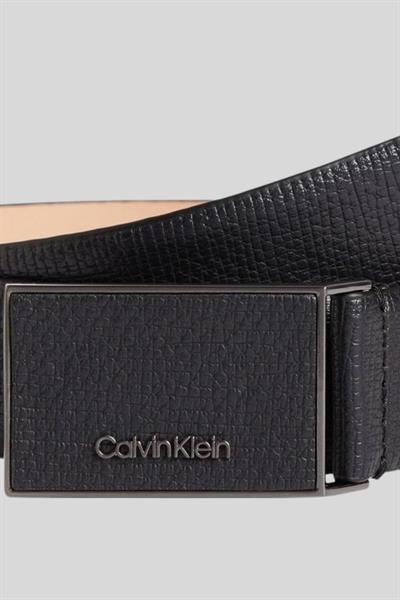 Calvin Klein Erkek İşleme Plak Suni Deri Kemer Siyah