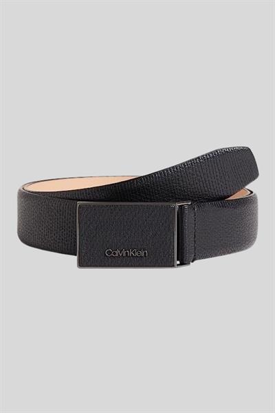 Calvin Klein Erkek İşleme Plak Suni Deri Kemer Siyah
