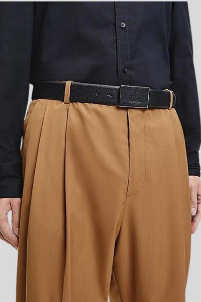 Calvin Klein Erkek İşleme Plak Suni Deri Kemer Siyah