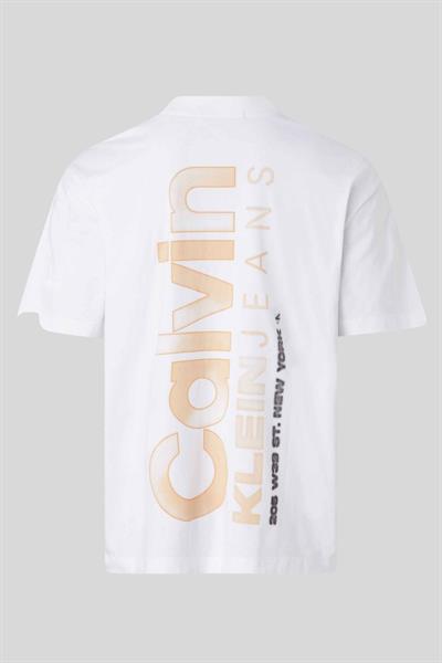 Calvin Klein Erkek Kalın Renkli Kurumsal Baskılı T-Shirt Beyaz