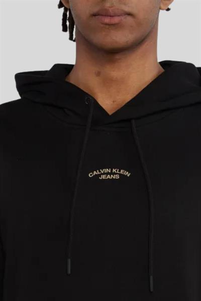 Calvin Klein Erkek Kapüşonlu Oversize Sweatshirt Siyah