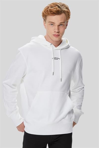 Calvin Klein Erkek Kapüşonlu Oversize Sweatshirt Beyaz